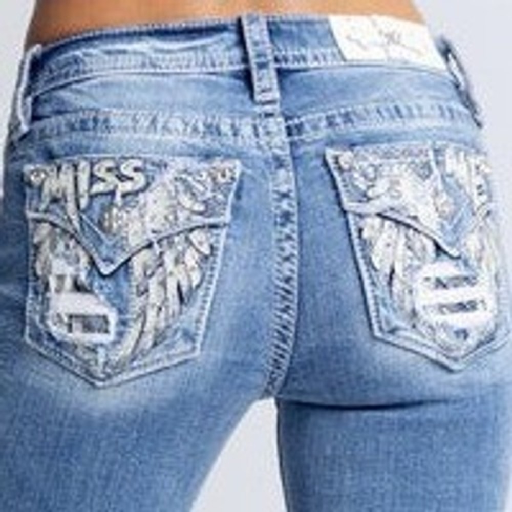 Miss Me Aletta 32x30 Women's Mid-Rise Bootcut Y2K Embellished Jeans Medium Wash